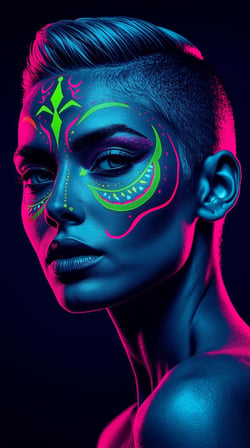 Neon Yüzler– Pop Art Kadın Portre Serisi 09 (Canlı Renkler ve Asi Duruş)