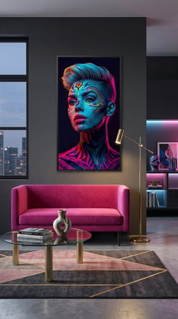 Neon Yüzler– Pop Art Kadın Portre Serisi 11 (Canlı Renkler ve Asi Duruş)