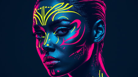 Neon Yüzler– Pop Art Kadın Portre Serisi 13 (Canlı Renkler ve Asi Duruş)