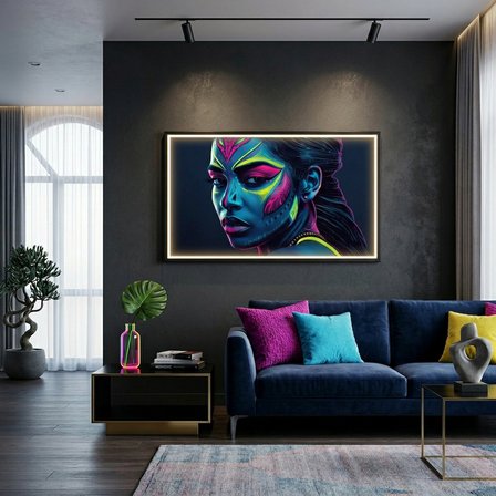 Neon Yüzler– Pop Art Kadın Portre Serisi 18 (Canlı Renkler ve Asi Duruş)