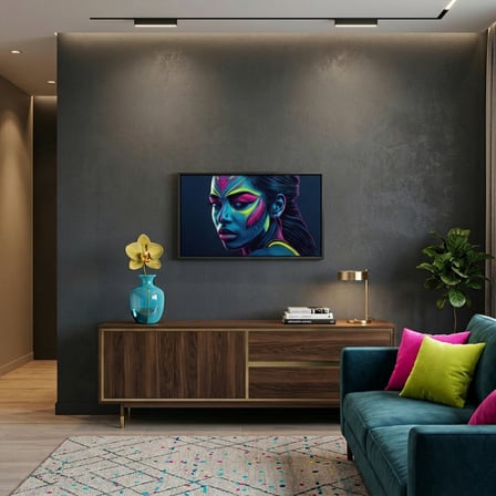 Neon Yüzler– Pop Art Kadın Portre Serisi 18 (Canlı Renkler ve Asi Duruş)