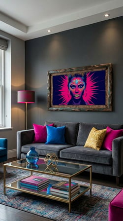 Neon Yüzler– Pop Art Kadın Portre Serisi 19 (Canlı Renkler ve Asi Duruş)