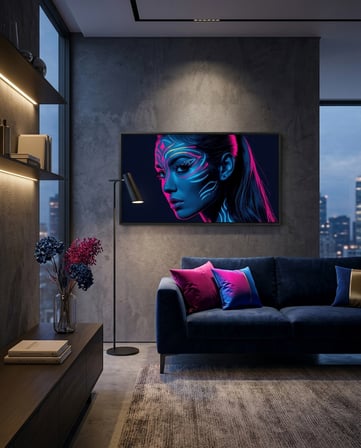 Neon Yüzler– Pop Art Kadın Portre Serisi 20 (Canlı Renkler ve Asi Duruş)