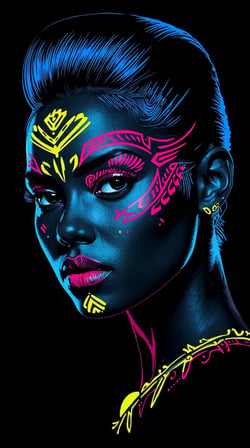 Neon Yüzler– Pop Art Kadın Portre Serisi 24 (Canlı Renkler ve Asi Duruş)