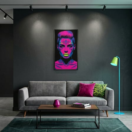 Neon Yüzler– Pop Art Kadın Portre Serisi 27 (Canlı Renkler ve Asi Duruş)