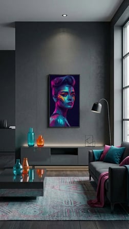 Neon Yüzler– Pop Art Kadın Portre Serisi 29 (Canlı Renkler ve Asi Duruş)