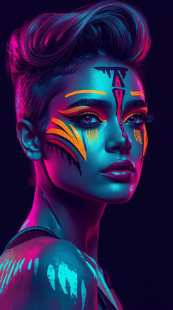 Neon Yüzler– Pop Art Kadın Portre Serisi 29 (Canlı Renkler ve Asi Duruş)