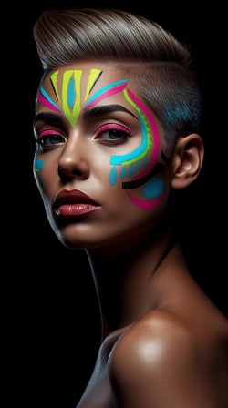 Neon Yüzler– Pop Art Kadın Portre Serisi 31 (Canlı Renkler ve Asi Duruş)