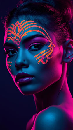 Neon Yüzler– Pop Art Kadın Portre Serisi 35 (Canlı Renkler ve Asi Duruş)