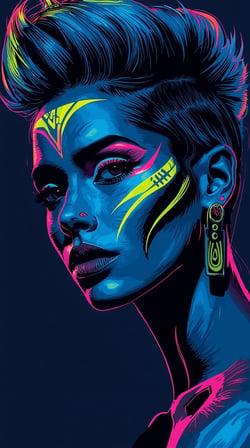 Neon Yüzler– Pop Art Kadın Portre Serisi 36 (Canlı Renkler ve Asi Duruş)