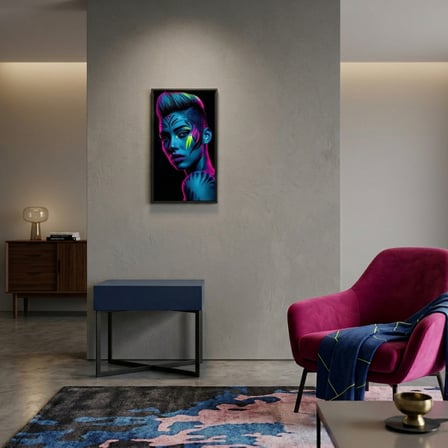 Neon Yüzler– Pop Art Kadın Portre Serisi 37 (Canlı Renkler ve Asi Duruş)