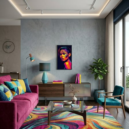 Neon Yüzler– Pop Art Kadın Portre Serisi 39 (Canlı Renkler ve Asi Duruş)