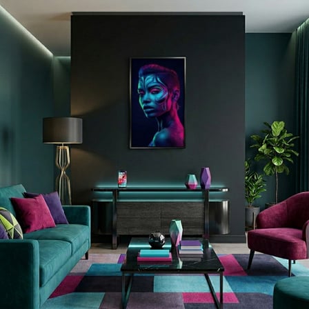 Neon Yüzler– Pop Art Kadın Portre Serisi 40 (Canlı Renkler ve Asi Duruş)