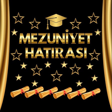 Mezuniyet Hatıra Fotoğrafı Panosu PVC Vinil Pano Süsü 160x160 cm | Tek Parça 06