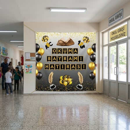 Okuma Bayramı Hatıra Fotoğrafı Panosu PVC Vinil Pano Süsü 160x160 cm | Tek Parça 02