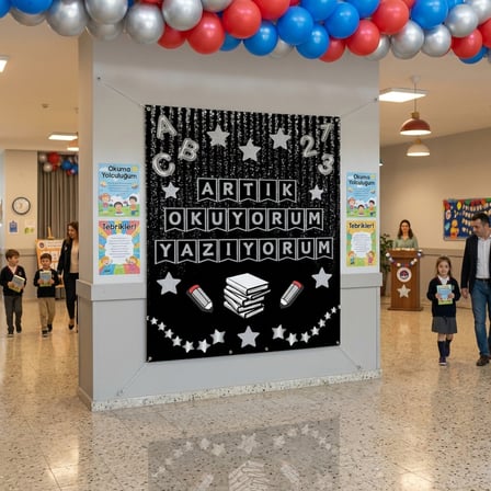 Okuma Bayramı Hatıra Fotoğrafı Panosu PVC Vinil Pano Süsü 160 x 200 cm | Tek Parça 01