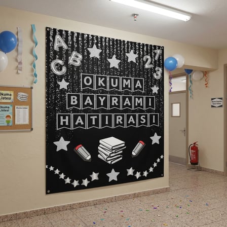 Okuma Bayramı Hatıra Fotoğrafı Panosu PVC Vinil Pano Süsü 160 x 200 cm | Tek Parça 02