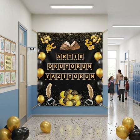 Okuma Bayramı Hatıra Fotoğrafı Panosu PVC Vinil Pano Süsü 160 x 200 cm | Tek Parça 04