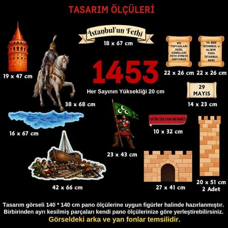 İstanbul'un Fethi Temalı Okul Panosu Figür Seti | Hazır Kesim Sınıf Süsü