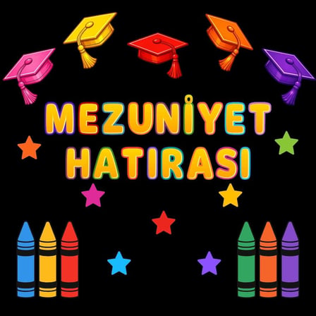 Mezuniyet Temalı Renkli Okul Panosu Figür Seti | Hazır Kesim Sınıf Süsü 04