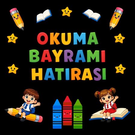 Okuma Bayramı Hatırası Temalı Renkli Okul Panosu Figür Seti | Hazır Kesim Sınıf Süsü