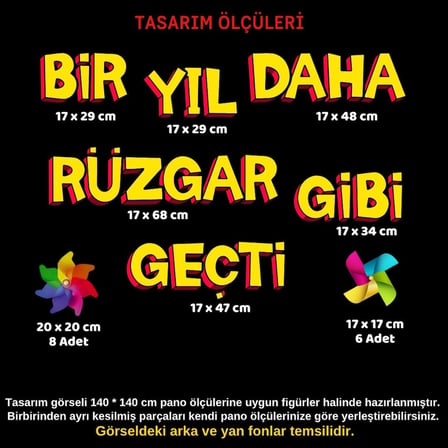 Karne Günü Rüzgar Gülü Temalı Okul Panosu Figür Seti | Hazır Kesim Sınıf Süsü