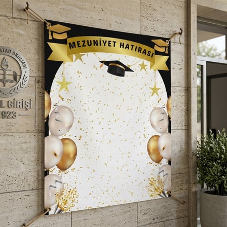 Mezuniyet Hatırası Hatıra Fotoğrafı PVC Vinil Afiş 160 x 200 cm | Tek Parça