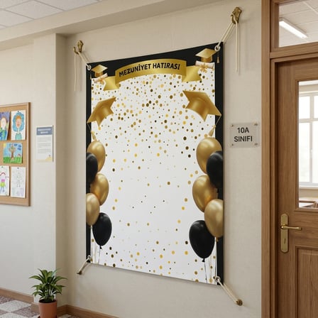 Mezuniyet Hatırası Hatıra Fotoğrafı PVC Vinil Afiş 160 x 200 cm | Tek Parça 01