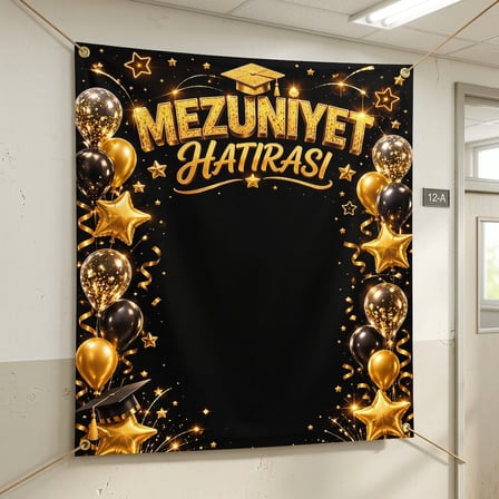 Mezuniyet Hatırası Hatıra Fotoğrafı PVC Vinil Afiş 160 x 200 cm | Tek Parça 02