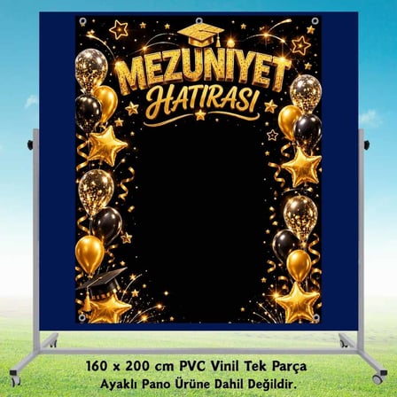 Mezuniyet Hatırası Hatıra Fotoğrafı PVC Vinil Afiş 160 x 200 cm | Tek Parça 02