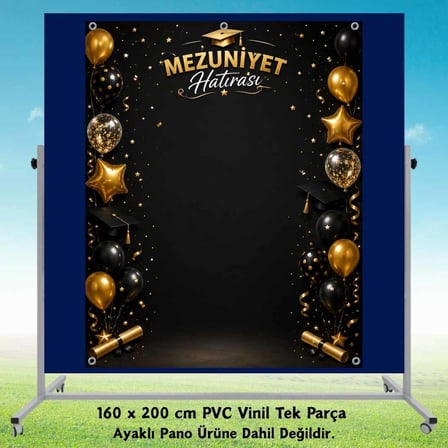 Mezuniyet Hatırası Hatıra Fotoğrafı PVC Vinil Afiş 160 x 200 cm | Tek Parça  04