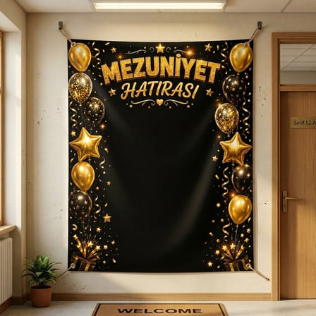Mezuniyet Hatırası Hatıra Fotoğrafı PVC Vinil Afiş 160 x 200 cm | Tek Parça  05