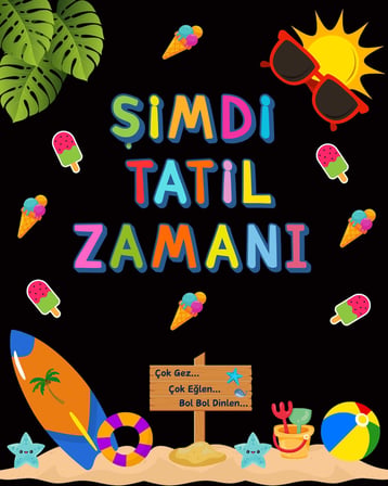 Tatil Temalı Karne Günü Hatıra Fotoğrafı PVC Vinil Afiş 160 x 200 cm | Tek Parça 12
