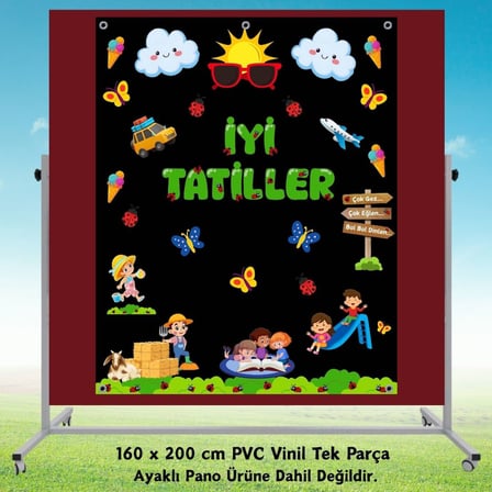 Tatil Temalı Karne Günü Hatıra Fotoğrafı PVC Vinil Afiş 160 x 200 cm | Tek Parça 13