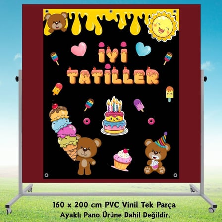 Tatil Temalı Karne Günü Hatıra Fotoğrafı PVC Vinil Afiş 160 x 200 cm | Tek Parça 15