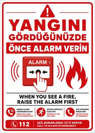 YANGINI GÖRDÜĞÜNÜZDE ÖNCE ALARM VERİN 35X50CM PVC ISG LEVHA