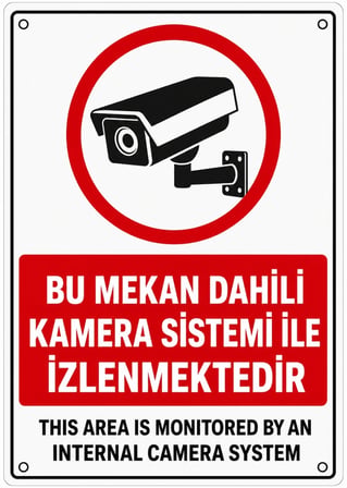 KAMERA SİSTEMİ İLE İZLENMEKTEDİR 35X50CM PVC ISG LEVHA