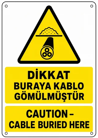 DİKKAT BURAYA KABLO GÖMÜLMÜŞTÜR 35X50CM PVC ISG LEVHA