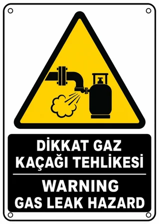DİKKAT GAZ KAÇAĞI TEHLİKESİ 35X50CM PVC ISG LEVHA
