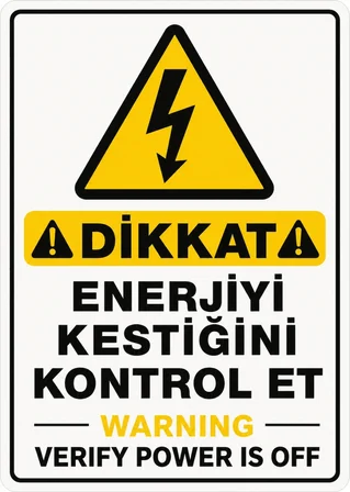DİKKAT ENERJİYİ KESTİĞİNİ KONTROL ET 35X50CM PVC ISG LEVHA