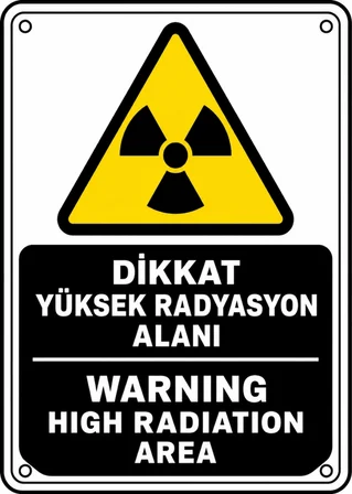 DİKKAT YÜKSEK RADYASYON ALANI 35X50CM PVC ISG LEVHA