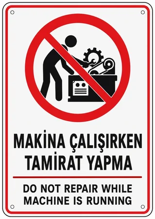 MAKİNE ÇALIŞIRKEN TAMİRAT YAPMA 35X50CM PVC ISG LEVHA