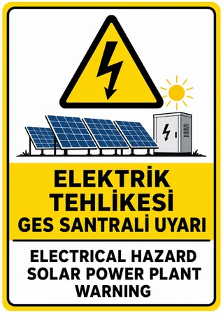 ELEKTRİK TEHLİKESİ GES SANTRALİ UYARI 35X50CM PVC ISG LEVHA