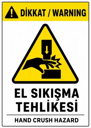 DİKKAT EL SIKIŞMA TEHLİKESİ 35X50CM PVC ISG LEVHA