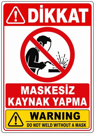 DİKKAT MASKESİZ KAYNAK YAPMA 35X50CM PVC ISG LEVHA