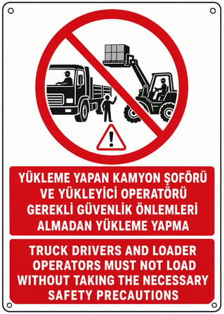 GEREKLİ GÜVENLİK ÖNLEMLERİNİ ALMADAN YÜKLEME YAPMA 35X50CM PVC ISG LEVHA