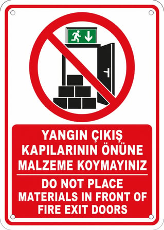 YANGIN ÇIKIŞ KAPILARININ ÖNÜNE MALZEME KOYMAYINIZ 35X50CM PVC ISG LEVHA