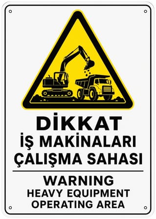 DİKKAT İŞ MAKİNALARI ÇALIŞMA SAHASI 35X50CM PVC ISG LEVHA