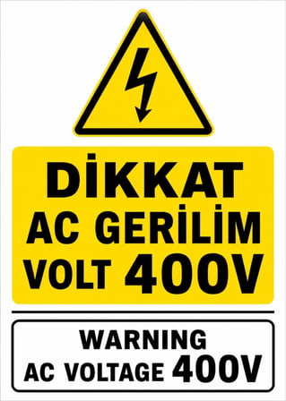 DİKKAT AC GERİLİM VOLT 400V 21X30CM PVC ISG LEVHA