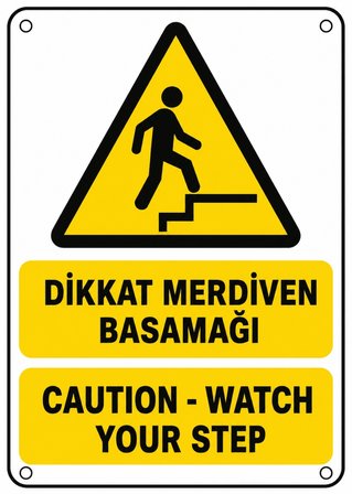 DİKKAT MERDİVEN BASAMAĞI 21X30CM PVC ISG LEVHA